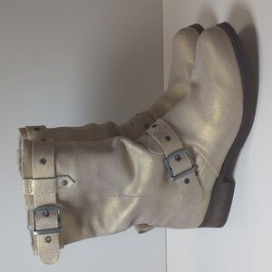 Caterpillar Women's Side Zip Metallic Moto Boots Size 8